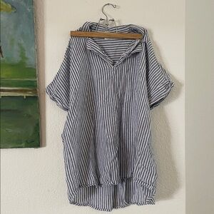 beachlunchlounge Blue and White Striped Blouse